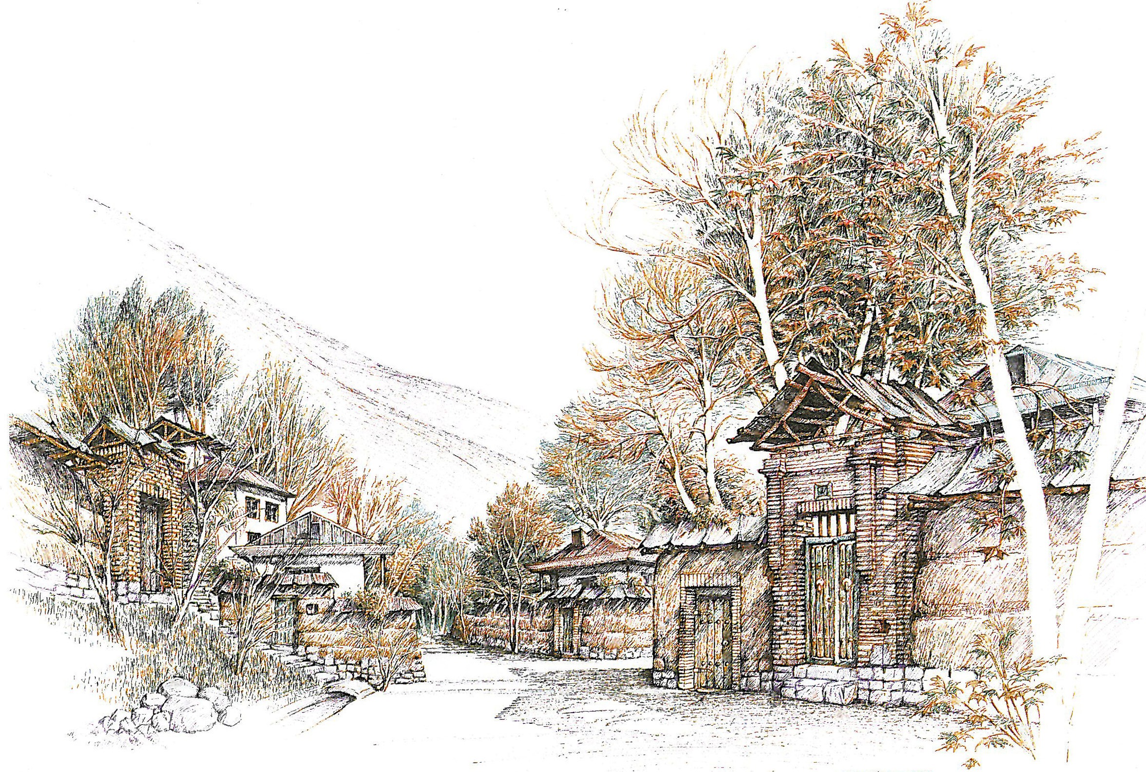 Villages of Northern Tehran: Pen and Ink Drawings